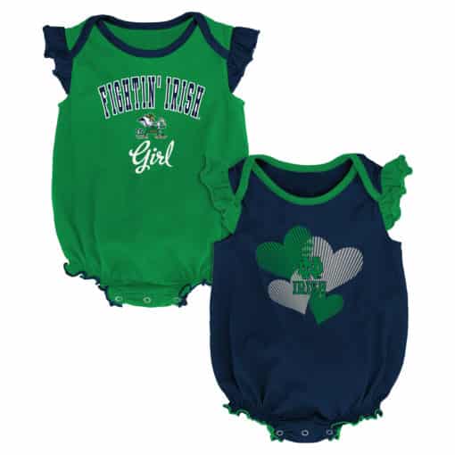 Notre Dame Fighting Irish Baby Girl 2 Pack Onesie Creeper Set
