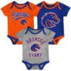 Boise State Broncos Baby 3 Pack Champ Onesie Creeper Set