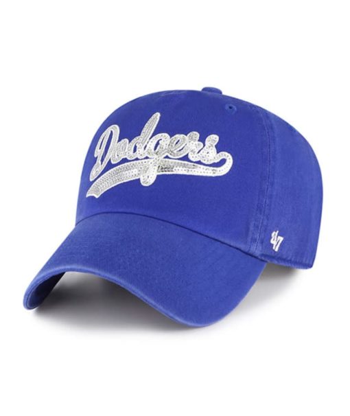 Los Angeles Dodgers Women's 47 Brand Sparkle Swoop Blue Clean Up Adjustable Hat