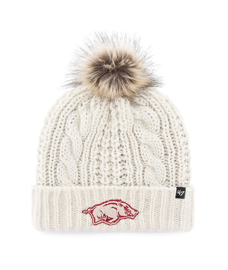 Ladies Razorback Hat Arkansas Razorbacks Women's 47 Brand White Cream Meeko Cuff Knit Hat ...