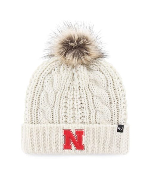 Nebraska Cornhuskers Women's 47 Brand White Cream Meeko Cuff Knit Hat