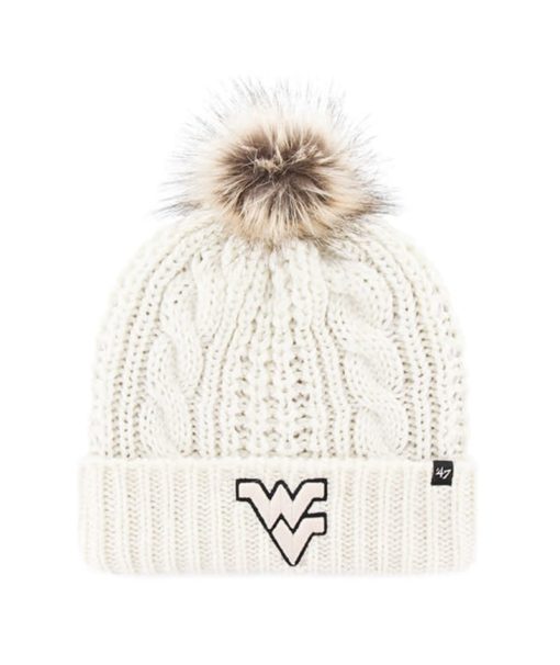 West Virginia Mountaineers Women's 47 Brand White Cream Meeko Cuff Knit Hat