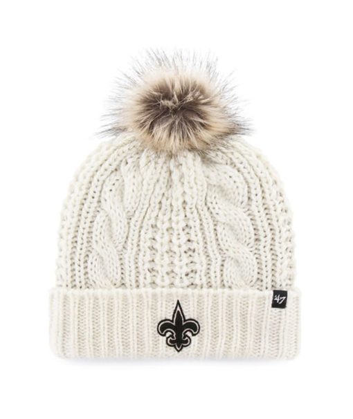 New Orleans Saints Women's 47 Brand White Cream Meeko Cuff Knit Hat