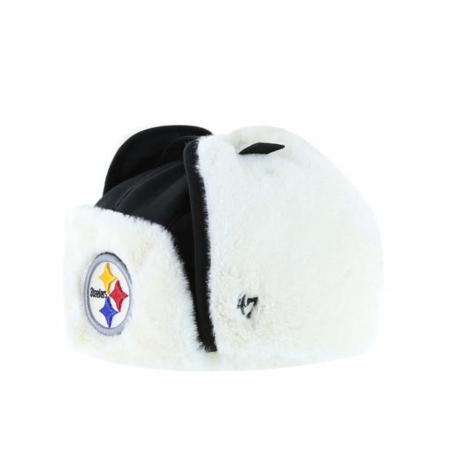 Pittsburgh Steelers 47 Brand Black Trapper Knit Winter Hat - Image 2