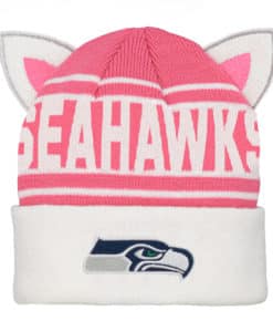 Seattle Seahawks KIDS Girls Pink Team Ears Cuff Knit Hat