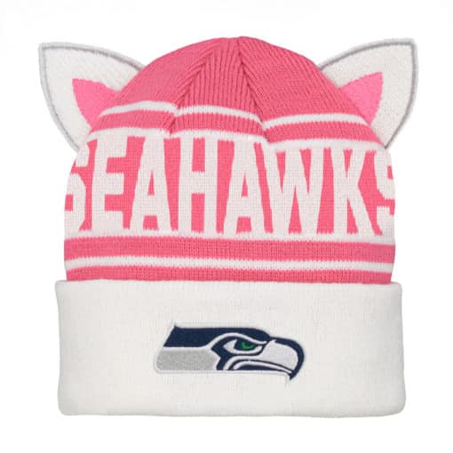 Seattle Seahawks KIDS Girls Pink Team Ears Cuff Knit Hat