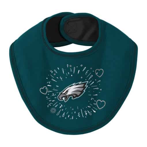 Philadelphia Eagles Baby Girls Midnight Green Love 3 Piece Creeper Set - Image 3