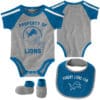 Detroit Lions Baby Gray 3 Piece Creeper Set