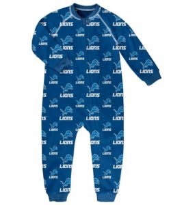 Detroit Lions TODDLER Blue Raglan Zip Up Sleeper Coverall