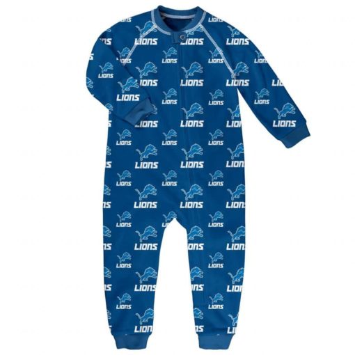 Detroit Lions TODDLER Blue Raglan Zip Up Sleeper Coverall