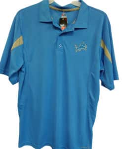 Detroit Lions Men's LARGE Majestic Blue Raz Polo Shirt