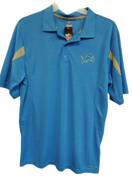 Detroit Lions Men's LARGE Majestic Blue Raz Polo Shirt