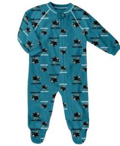 San Jose Sharks Baby Teal Raglan Zip Up Sleeper Coverall