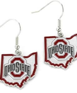 Ohio State Buckeyes State Shape Dangle Earrings