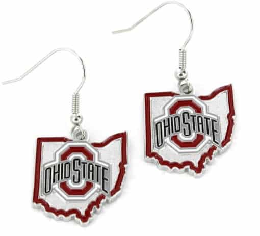 Ohio State Buckeyes State Shape Dangle Earrings