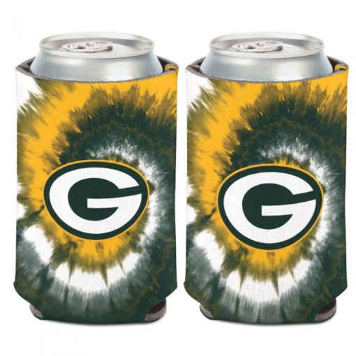 Green Bay Packers 12 oz Tie Dye Green Yellow Can Cooler Holder