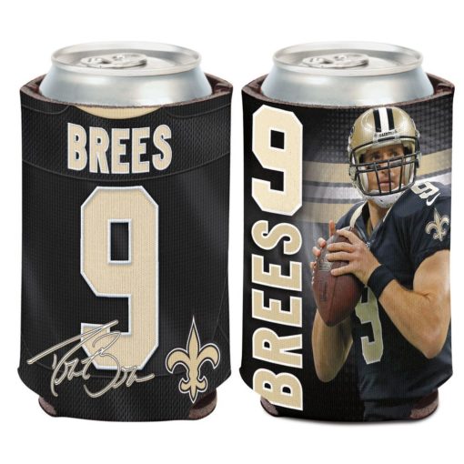 New Orleans Saints Drew Brees 12 oz Black Can Cooler Holder