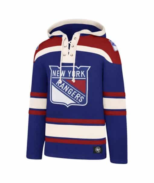 New York Rangers Men's 47 Brand Royal Blue Pullover Jersey Hoodie