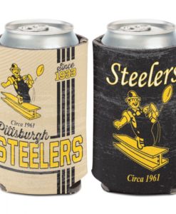 Pittsburgh Steelers 12 oz Classic Vintage Black Can Cooler Holder
