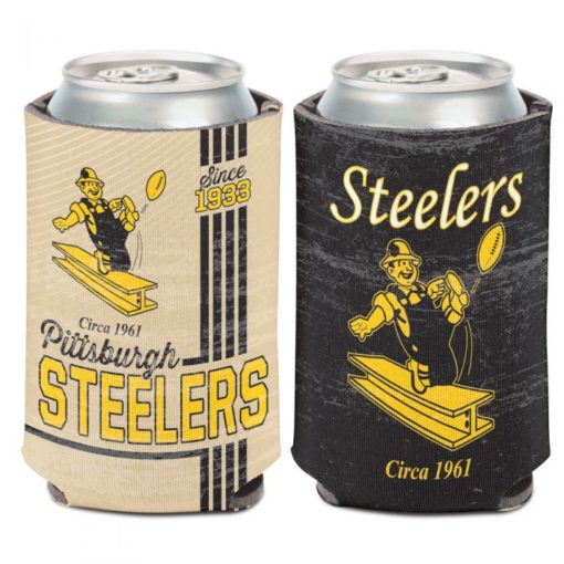 Pittsburgh Steelers 12 oz Classic Vintage Black Can Cooler Holder