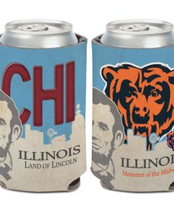 Chicago Bears 12 oz State Plate Columbia Blue Can Cooler Holder