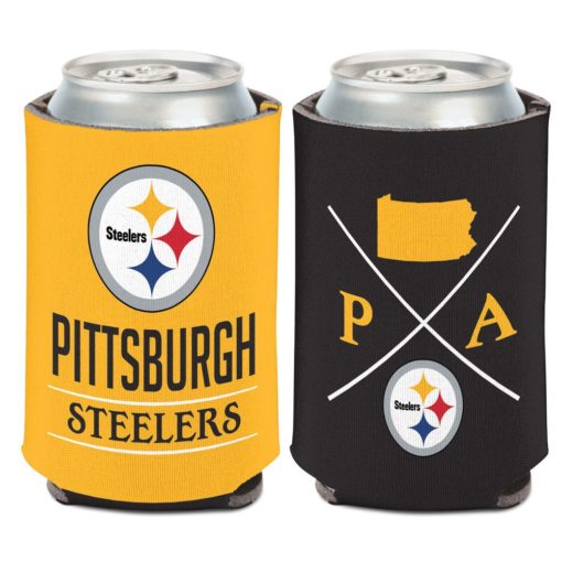 Pittsburgh Steelers 12 oz Hipster Black Can Cooler Holder