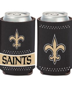 New Orleans Saints 12 oz Bling Black Can Cooler Holder