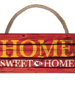 Kansas City Chiefs Wood Sign with Rope Home Sweet Home 5"x10"