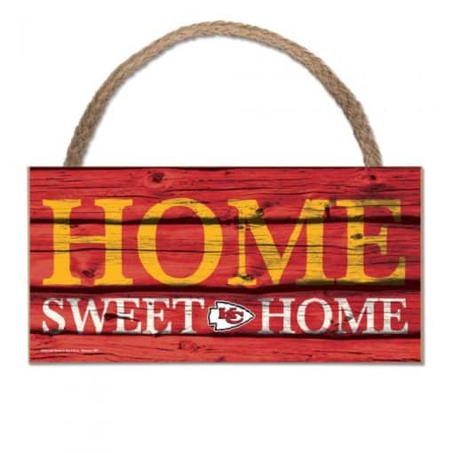 Kansas City Chiefs Wood Sign with Rope Home Sweet Home 5"x10"