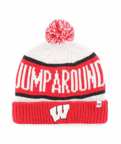 Wisconsin Badgers 47 Brand White Red Calgary Cuff Knit Hat