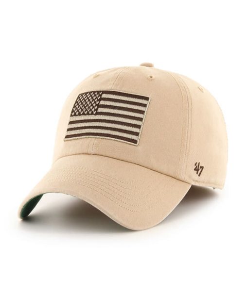 Operation Hat Trick 47 Brand USA Flag Khaki Franchise Fitted Hat