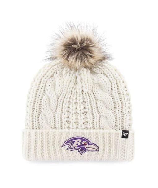 Baltimore Ravens Women's 47 Brand White Cream Meeko Cuff Knit Hat