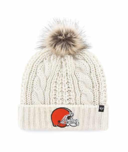 Cleveland Browns Women's 47 Brand Orange White Cream Meeko Cuff Knit Hat