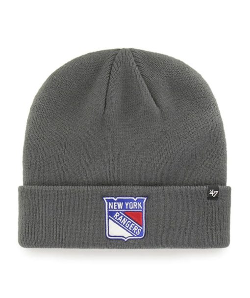 New York Rangers 47 Brand Charcoal Raised Cuff Knit Hat