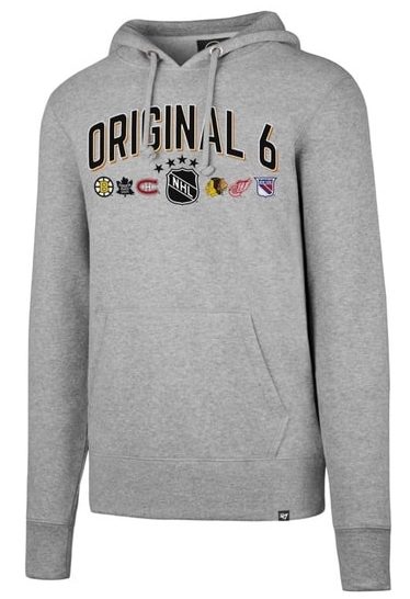 Original Six Men's 47 Brand Black Pullover Jersey Hoodie - Medium