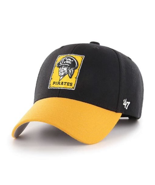 Pittsburgh Pirates 47 Brand Cooperstown Black Yellow MVP Adjustable Hat