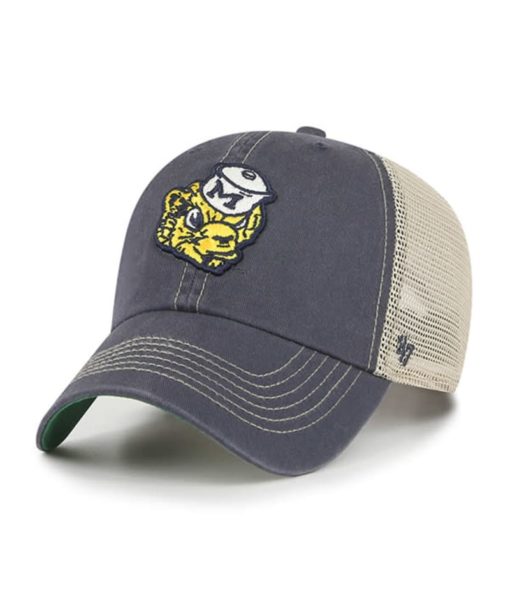 Michigan Wolverines 47 Brand Trawler Classic Vintage Navy Clean Up Snapback Hat