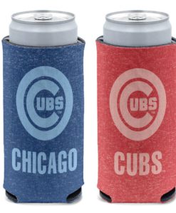 Chicago Cubs 12 oz Heather Navy Red Slim Can Cooler Holder