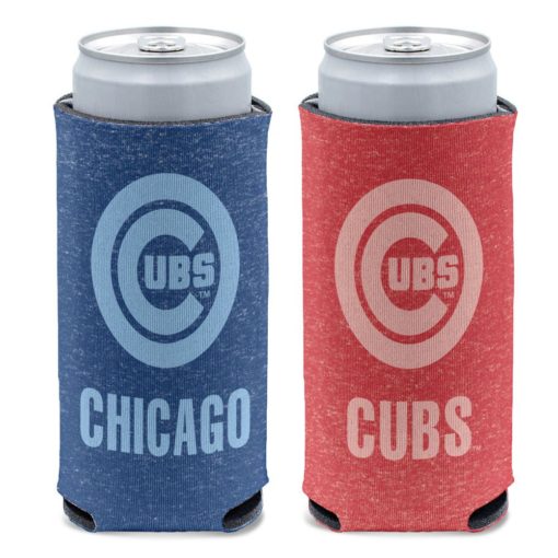 Chicago Cubs 12 oz Heather Navy Red Slim Can Cooler Holder