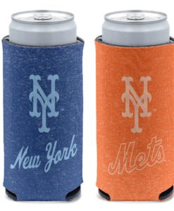 New York Mets 12 oz Heather Blue Orange Slim Can Cooler Holder