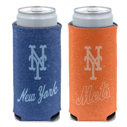 New York Mets 12 oz Heather Blue Orange Slim Can Cooler Holder