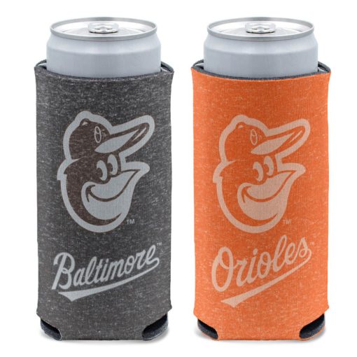 Baltimore Orioles 12 oz Heather Black Orange Slim Can Cooler Holder