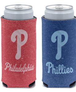 Philadelphia Phillies 12 oz Heather Navy Red Slim Can Cooler Holder