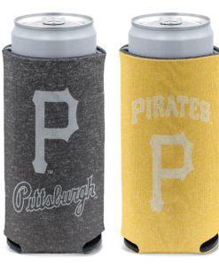 Pittsburgh Pirates 12 oz Heather Black Yellow Slim Can Cooler Holder