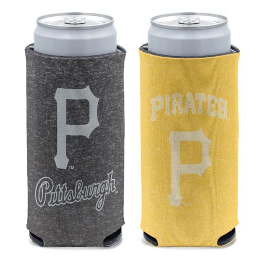 Pittsburgh Pirates 12 oz Heather Black Yellow Slim Can Cooler Holder