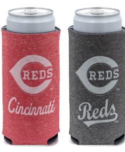 Cincinnati Reds 12 oz Heather Black Red Slim Can Cooler Holder