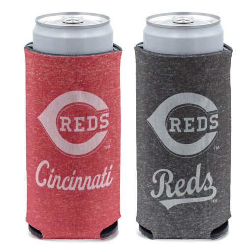 Cincinnati Reds 12 oz Heather Black Red Slim Can Cooler Holder