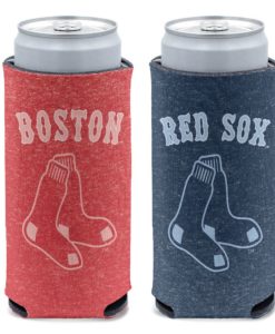 Boston Red Sox 12 oz Heather Navy Red Slim Can Cooler Holder