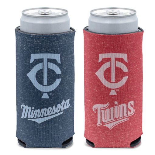 Minnesota Twins 12 oz Heather Navy Red Slim Can Cooler Holder