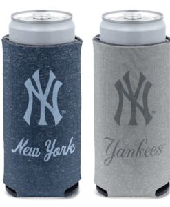 New York Yankees 12 oz Heather Navy Gray Slim Can Cooler Holder